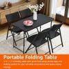 imageAmazon Basics 4 Foot Rectangular Folding Dining Table 4 Adjustable Height Settings with Carrying Handle Indoor ampamp Outdoor Washed Black 478 x 239 x 339 inWashed Black