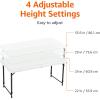 imageAmazon Basics 4 Foot Rectangular Folding Dining Table 4 Adjustable Height Settings with Carrying Handle Indoor ampamp Outdoor Washed Black 478 x 239 x 339 inWhite