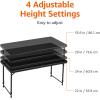 imageAmazon Basics 4 Foot Rectangular Folding Dining Table 4 Adjustable Height Settings with Carrying Handle Indoor ampamp Outdoor Washed Black 478 x 239 x 339 inWashed Black