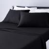 imageAmazon Basics 4 Piece Bed Sheet Set 100 Cotton Jersey Includes Super Soft Flat and Fitted Sheets Pillowcase Queen Light Gray SolidBlack