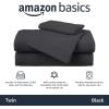 imageAmazon Basics 4 Piece Bed Sheet Set 100 Cotton Jersey Includes Super Soft Flat and Fitted Sheets Pillowcase Queen Light Gray SolidBlack