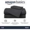 imageAmazon Basics 4 Piece Bed Sheet Set 100 Cotton Jersey Includes Super Soft Flat and Fitted Sheets Pillowcase Queen Light Gray SolidBlack