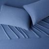 imageAmazon Basics 4 Piece Bed Sheet Set 100 Cotton Jersey Includes Super Soft Flat and Fitted Sheets Pillowcase Queen Light Gray SolidChambray