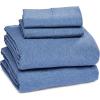 imageAmazon Basics 4 Piece Bed Sheet Set 100 Cotton Jersey Includes Super Soft Flat and Fitted Sheets Pillowcase Queen Light Gray SolidChambray