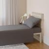 imageAmazon Basics 4 Piece Bed Sheet Set 100 Cotton Jersey Includes Super Soft Flat and Fitted Sheets Pillowcase Queen Light Gray SolidDark Gray