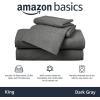 imageAmazon Basics 4 Piece Bed Sheet Set 100 Cotton Jersey Includes Super Soft Flat and Fitted Sheets Pillowcase Queen Light Gray SolidDark Gray