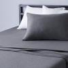 imageAmazon Basics 4 Piece Bed Sheet Set 100 Cotton Jersey Includes Super Soft Flat and Fitted Sheets Pillowcase Queen Light Gray SolidDark Gray