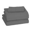 imageAmazon Basics 4 Piece Bed Sheet Set 100 Cotton Jersey Includes Super Soft Flat and Fitted Sheets Pillowcase Queen Light Gray SolidDark Gray