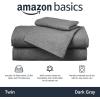 imageAmazon Basics 4 Piece Bed Sheet Set 100 Cotton Jersey Includes Super Soft Flat and Fitted Sheets Pillowcase Queen Light Gray SolidDark Gray