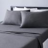 imageAmazon Basics 4 Piece Bed Sheet Set 100 Cotton Jersey Includes Super Soft Flat and Fitted Sheets Pillowcase Queen Light Gray SolidDark Gray