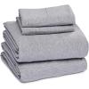 imageAmazon Basics 4 Piece Bed Sheet Set 100 Cotton Jersey Includes Super Soft Flat and Fitted Sheets Pillowcase Queen Light Gray SolidLight Gray