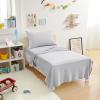 imageAmazon Basics 4 Piece Bed Sheet Set 100 Cotton Jersey Includes Super Soft Flat and Fitted Sheets Pillowcase Queen Light Gray SolidLight Gray