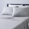 imageAmazon Basics 4 Piece Bed Sheet Set 100 Cotton Jersey Includes Super Soft Flat and Fitted Sheets Pillowcase Queen Light Gray SolidLight Gray