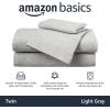 imageAmazon Basics 4 Piece Bed Sheet Set 100 Cotton Jersey Includes Super Soft Flat and Fitted Sheets Pillowcase Queen Light Gray SolidLight Gray
