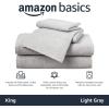imageAmazon Basics 4 Piece Bed Sheet Set 100 Cotton Jersey Includes Super Soft Flat and Fitted Sheets Pillowcase Queen Light Gray SolidLight Gray