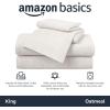 imageAmazon Basics 4 Piece Bed Sheet Set 100 Cotton Jersey Includes Super Soft Flat and Fitted Sheets Pillowcase Queen Light Gray SolidOatmeal