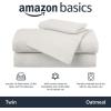 imageAmazon Basics 4 Piece Bed Sheet Set 100 Cotton Jersey Includes Super Soft Flat and Fitted Sheets Pillowcase Queen Light Gray SolidOatmeal