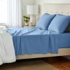 imageAmazon Basics 4 Piece Bed Sheet Set 100 Cotton Jersey Includes Super Soft Flat and Fitted Sheets Pillowcase Queen Light Gray SolidSky Blue