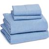 imageAmazon Basics 4 Piece Bed Sheet Set 100 Cotton Jersey Includes Super Soft Flat and Fitted Sheets Pillowcase Queen Light Gray SolidSky Blue