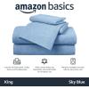 imageAmazon Basics 4 Piece Bed Sheet Set 100 Cotton Jersey Includes Super Soft Flat and Fitted Sheets Pillowcase Queen Light Gray SolidSky Blue
