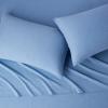 imageAmazon Basics 4 Piece Bed Sheet Set 100 Cotton Jersey Includes Super Soft Flat and Fitted Sheets Pillowcase Queen Light Gray SolidSky Blue