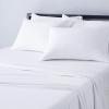 imageAmazon Basics 4 Piece Bed Sheet Set 100 Cotton Jersey Includes Super Soft Flat and Fitted Sheets Pillowcase Queen Light Gray SolidWhite