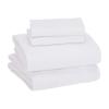 imageAmazon Basics 4 Piece Bed Sheet Set 100 Cotton Jersey Includes Super Soft Flat and Fitted Sheets Pillowcase Queen Light Gray SolidWhite