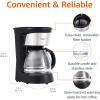 imageAmazon Basics 5 Cup Drip Coffee Maker Coffee Machine with Glass Coffee Pot 08 Qt Auto Shutoff Auto Pause Removable Filter Basket Matte Black5Cup