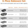 imageAmazon Basics 6 Piece Nonstick Carbon Steel Oven Safe Bakeware Set with Cake Muffin Cookie and Loaf Pans 6 Piece 1625 x 1175 x 625 inches1625 x 1175 x 625 inches