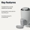 imageAmazon Basics 6 Pieces Bath Coordinate Set with Toothbrush Holder Soap Dispenser and Soap Dish Toothbrush Cup Trash Can and Toilet Brush ampamp Holder IvoryGrey