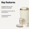 imageAmazon Basics 6 Pieces Bath Coordinate Set with Toothbrush Holder Soap Dispenser and Soap Dish Toothbrush Cup Trash Can and Toilet Brush ampamp Holder IvoryIvory