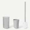 imageAmazon Basics 6 Pieces Bath Coordinate Set with Toothbrush Holder Soap Dispenser and Soap Dish Toothbrush Cup Trash Can and Toilet Brush ampamp Holder IvoryGrey