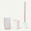 imageAmazon Basics 6 Pieces Bath Coordinate Set with Toothbrush Holder Soap Dispenser and Soap Dish Toothbrush Cup Trash Can and Toilet Brush ampamp Holder IvoryIvory