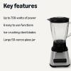 imageAmazon Basics 6Cup 50 Fl Oz Countertop Blender with 6 PreProgrammed Functions Pulse Ice Crush Stainless Steel Blades Glass Jar Up to 700W Black ampamp Silver