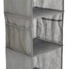 imageAmazon Basics 6Tier Hanging Closet Shelf Organizer With Pockets 85quot D x 12quot W x 9quot H Grey
