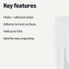 imageAmazon Basics Adhesive Wall Hooks 7 Hooks and 12 Adhesive Strips No Tools Adhesive Hooks for Hanging Organization and Storage Holds up to 5 lb Large WhiteLarge