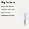 imageAmazon Basics Adhesive Wall Hooks 7 Hooks and 12 Adhesive Strips No Tools Adhesive Hooks for Hanging Organization and Storage Holds up to 5 lb Large WhiteSmall