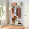 imageAmazon Basics Adjustable Clothes Rack for Handing Double Hanging Rod Garment Rolling Closet Clothing Organizer Chrome 36 x 14 x 72Black