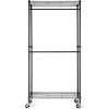 imageAmazon Basics Adjustable Clothes Rack for Handing Double Hanging Rod Garment Rolling Closet Clothing Organizer Chrome 36 x 14 x 72Black