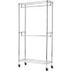 imageAmazon Basics Adjustable Clothes Rack for Handing Double Hanging Rod Garment Rolling Closet Clothing Organizer Chrome 36 x 14 x 72Chrome