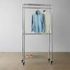 imageAmazon Basics Adjustable Clothes Rack for Handing Double Hanging Rod Garment Rolling Closet Clothing Organizer Chrome 36 x 14 x 72Chrome