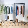 imageAmazon Basics Adjustable Clothes Rack for Handing Double Hanging Rod Garment Rolling Closet Clothing Organizer Chrome 36 x 14 x 72Chrome