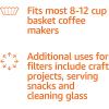 imageAmazon Basics Basket Coffee Filters for 812 Cup Coffee Makers White 200 Count