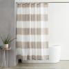 imageAmazon Basics Bathroom Shower Curtain Water Resistant Fabric with Grommets ampamp Hooks Machine Washable 72quotx72quot Light Brown BeigeLight Brown  Beige
