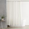 imageAmazon Basics Bathroom Shower Curtain Water Resistant Fabric with Grommets ampamp Hooks Machine Washable 72quotx72quot Light Brown BeigeNatural Herringbone