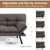 imageAmazon Basics Brown LoveseatConvertible Couch Memory Foam Futon Sofa Bed Modern Sleeper Sofa for Small Compact Living RoomOfficeApartment Linen FabricDark Grey