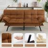 imageAmazon Basics Brown LoveseatConvertible Couch Memory Foam Futon Sofa Bed Modern Sleeper Sofa for Small Compact Living RoomOfficeApartment Linen FabricBrown