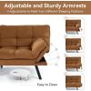 imageAmazon Basics Brown LoveseatConvertible Couch Memory Foam Futon Sofa Bed Modern Sleeper Sofa for Small Compact Living RoomOfficeApartment Linen FabricBrown