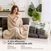 imageAmazon Basics Brown LoveseatConvertible Couch Memory Foam Futon Sofa Bed Modern Sleeper Sofa for Small Compact Living RoomOfficeApartment Linen FabricDark Grey