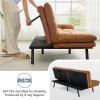 imageAmazon Basics Brown LoveseatConvertible Couch Memory Foam Futon Sofa Bed Modern Sleeper Sofa for Small Compact Living RoomOfficeApartment Linen FabricBrown